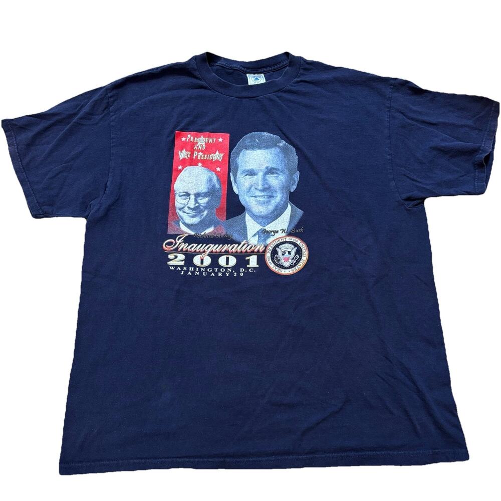 Vintage 2001 Bush Cheney Inaugural T Shirt XL Delta Pro Weight Navy USA